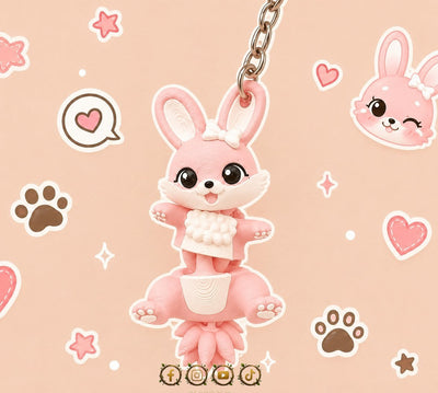 Cute Easter Bunny Keychain